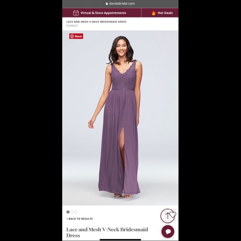 NWT Wisteria Lace and Mesh V-Neck Bridesmaid Dress